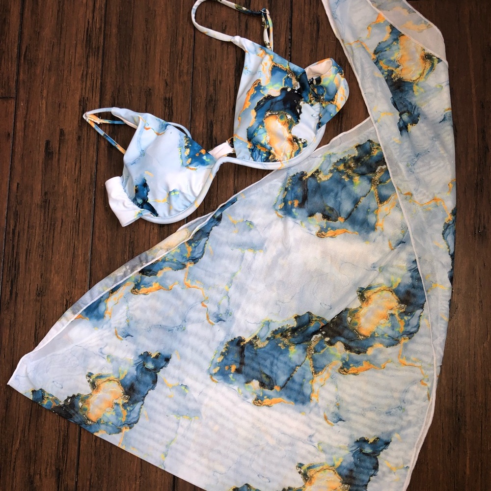 Bikini top with beach skirt